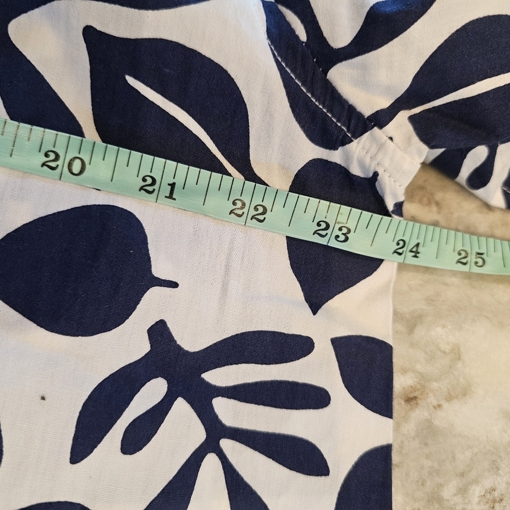 KikiSol Navy Leaf Print Cotton Zip Front Tunic Jacket Size XL Lightweight Boho R - Picture 10 of 12